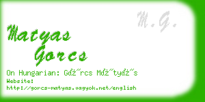 matyas gorcs business card